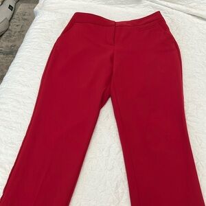 Red cropped trousers